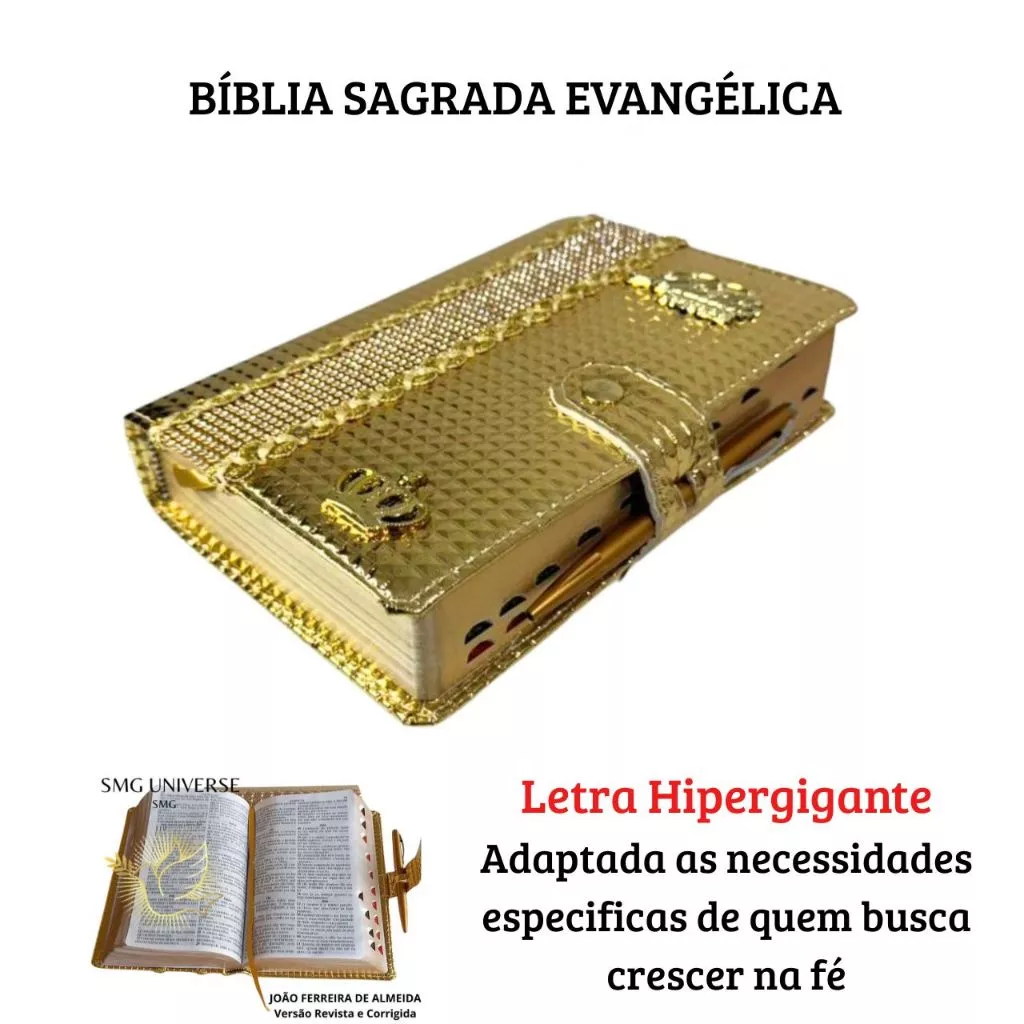 Luxurious Gold Hypergiant Letter Holy Bible with Harp image 2