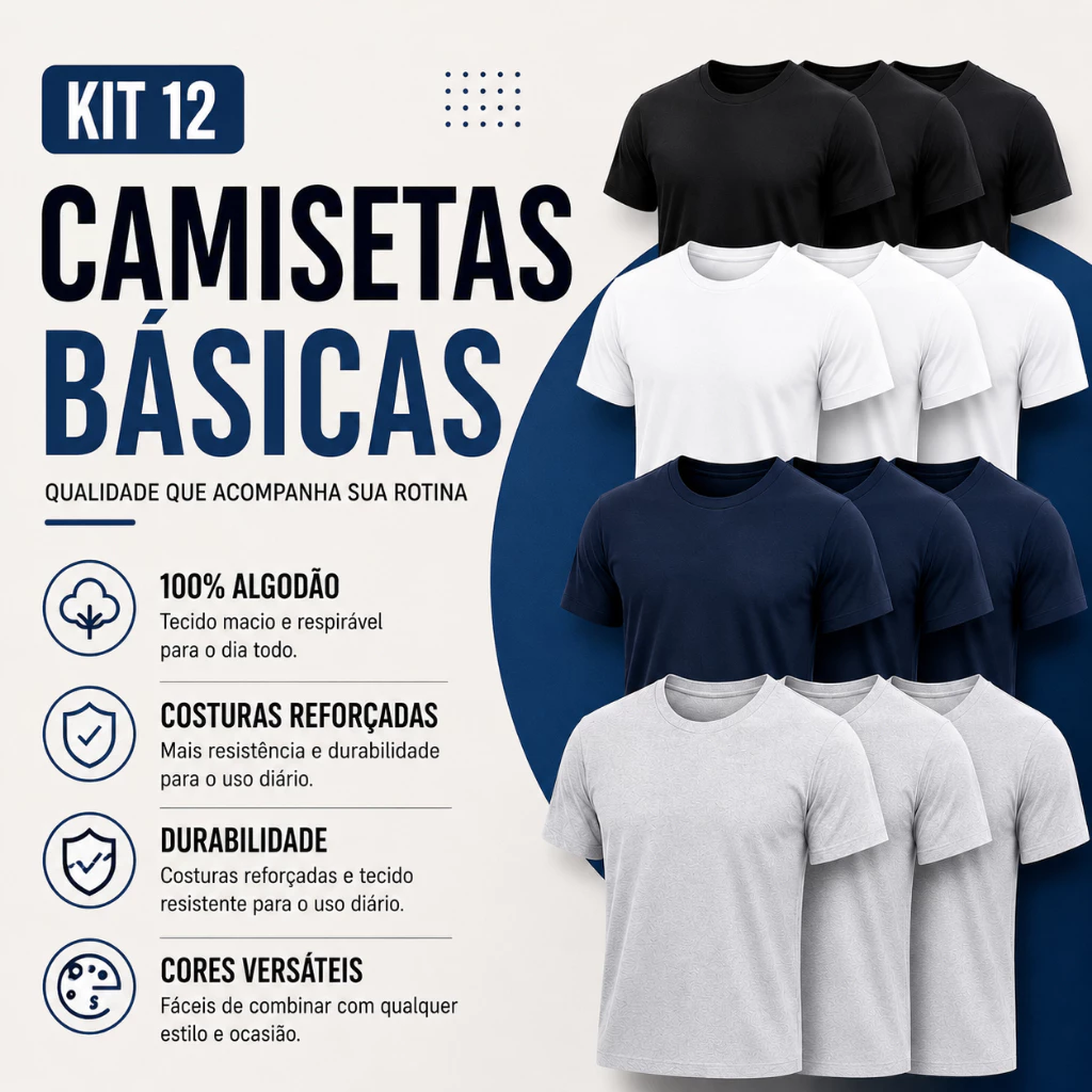 Kit of 12 Unisex Plain Premium T-Shirts 100% Cotton Urban Fashion