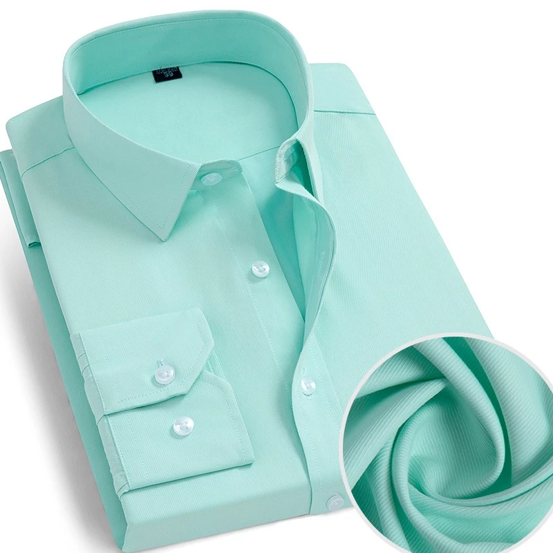 Fashion Solid Business Office Social Dress Long Sleeve Shirt Korean Style Men's Shirts image 3