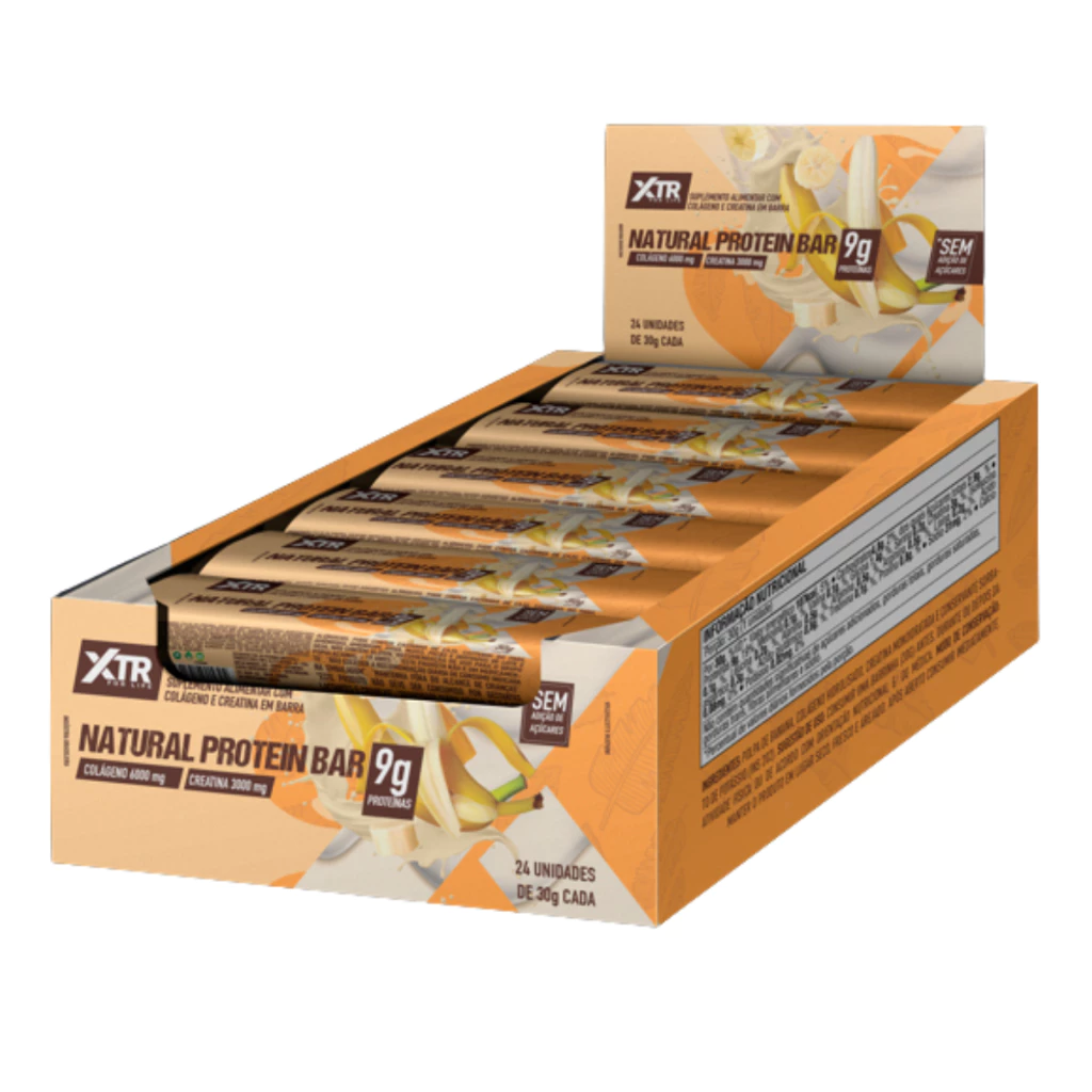 Banana Protein Bar - Creatine and Collagen - XTR For Life - Display 24 Units 30g