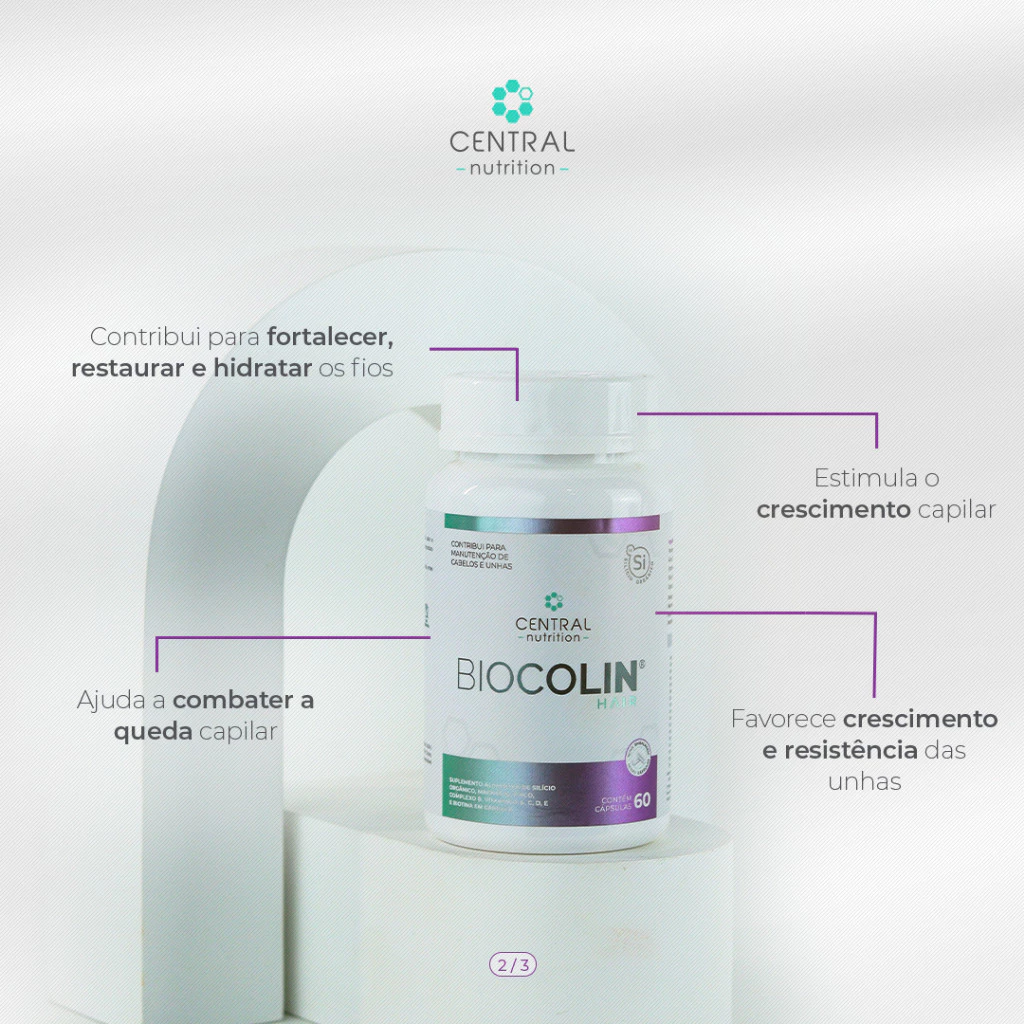 Biocolin Hair 60Caps 500mg - Central Nutrition Anti Hair Loss Hair Protection image 2