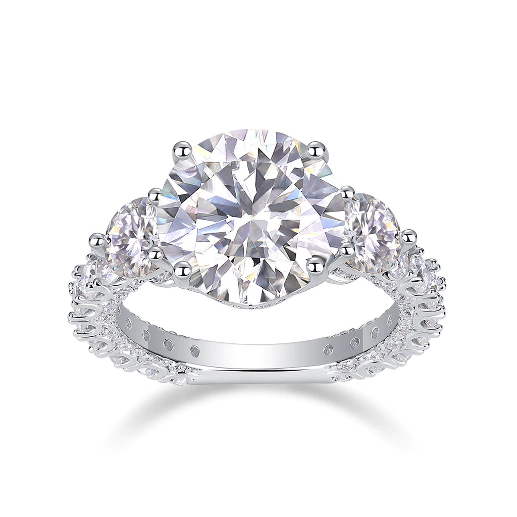 [Includes GRA certificate] Luxury Moissanite Diamond Ring with 5-Gold Inlaid Light image 2