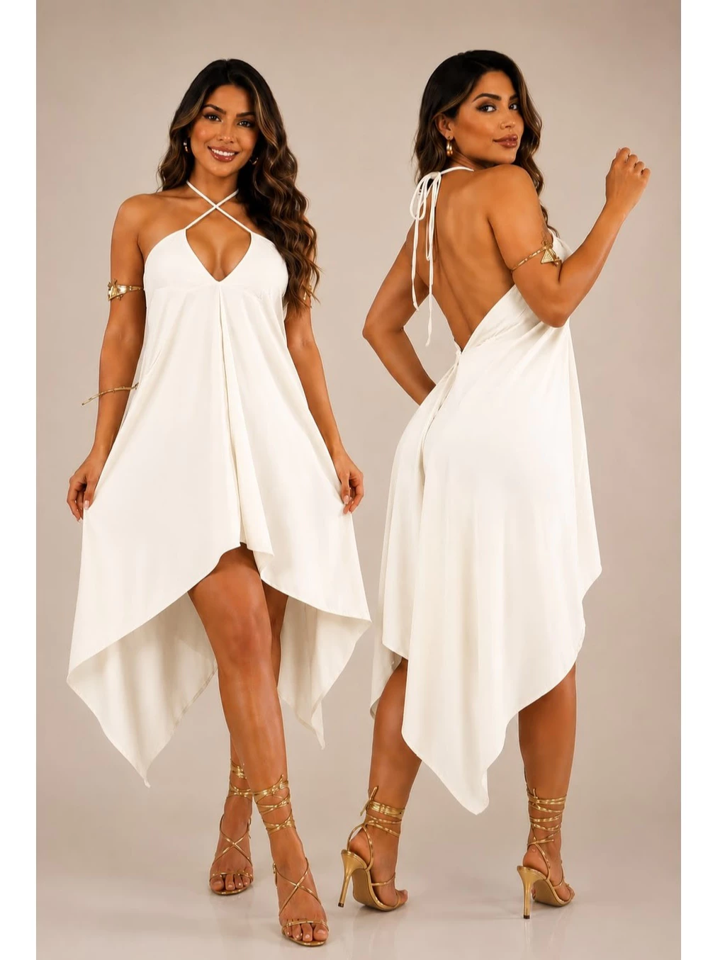 Women's Short Wrap Dress with Ends