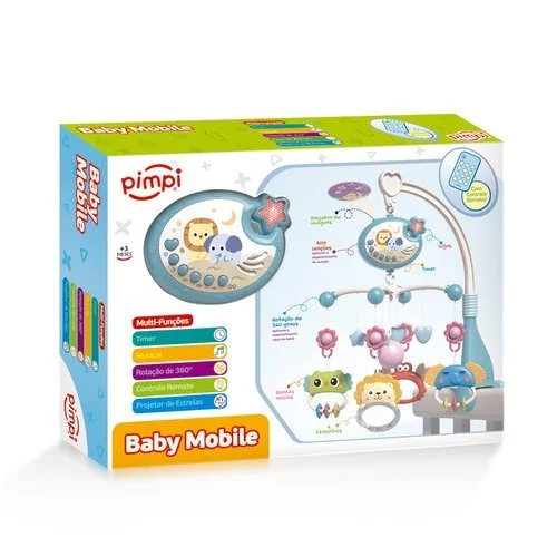 Mobile Musical Projector with Star Light for Baby Crib, 360° Rotation, Remote Control