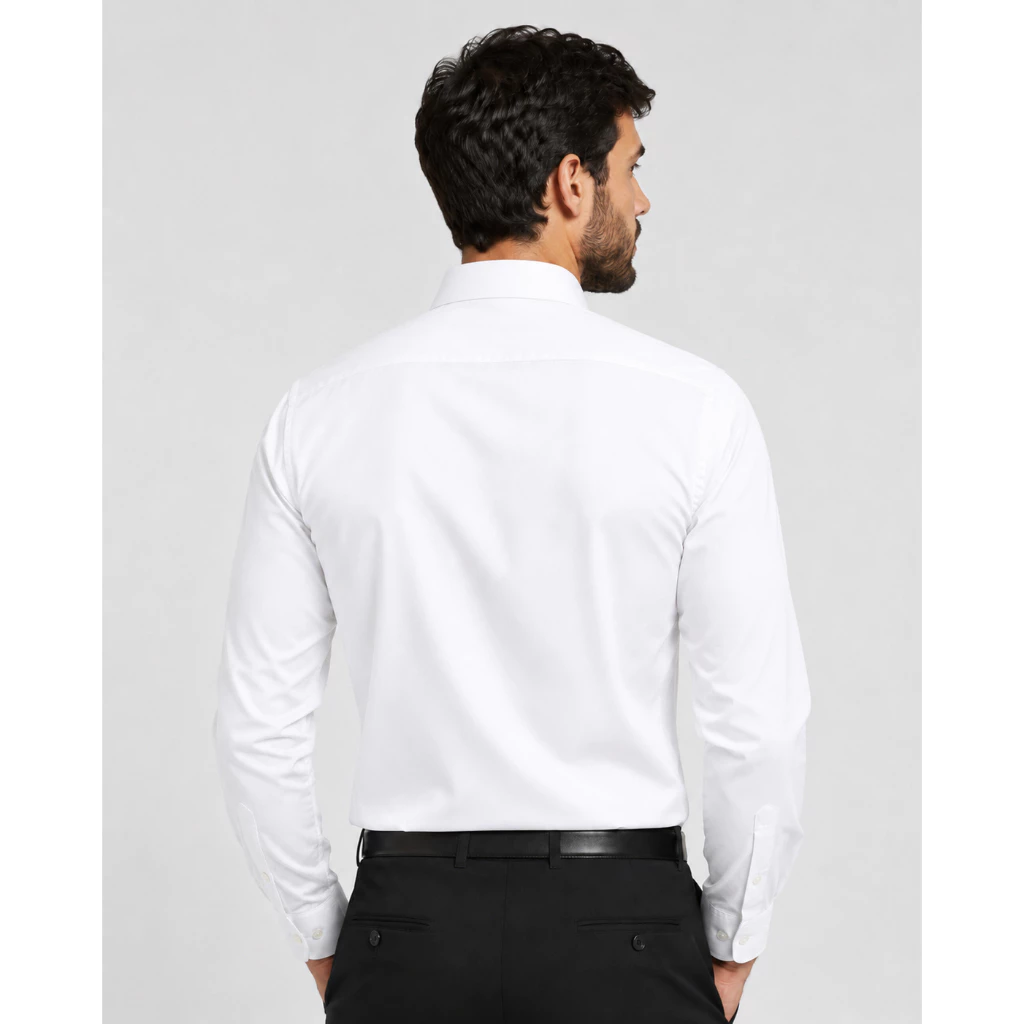 Men's Technological Slim Fit Dress Shirt Polyamide Elastane Long Sleeve Wrinkle-Free image 3