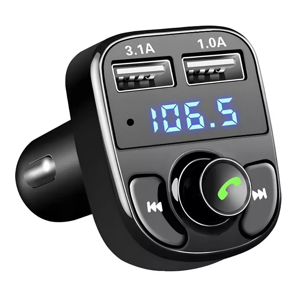 Bluetooth Car Adapter FM Transmitter Car Charger With Pen Drive Input Compatible with Android and IOS x8 image 3