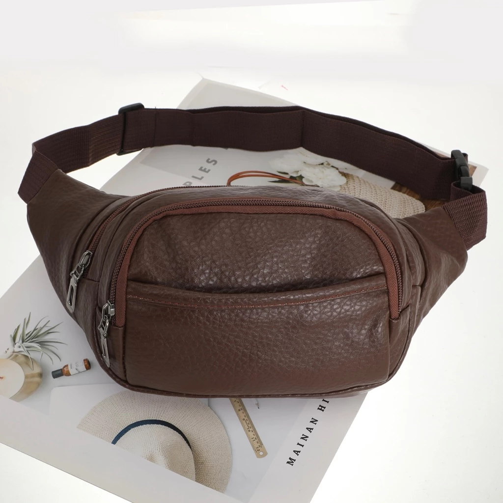 Men's Women's Leather Fanny Pack Crossbody Waist Bag image 3