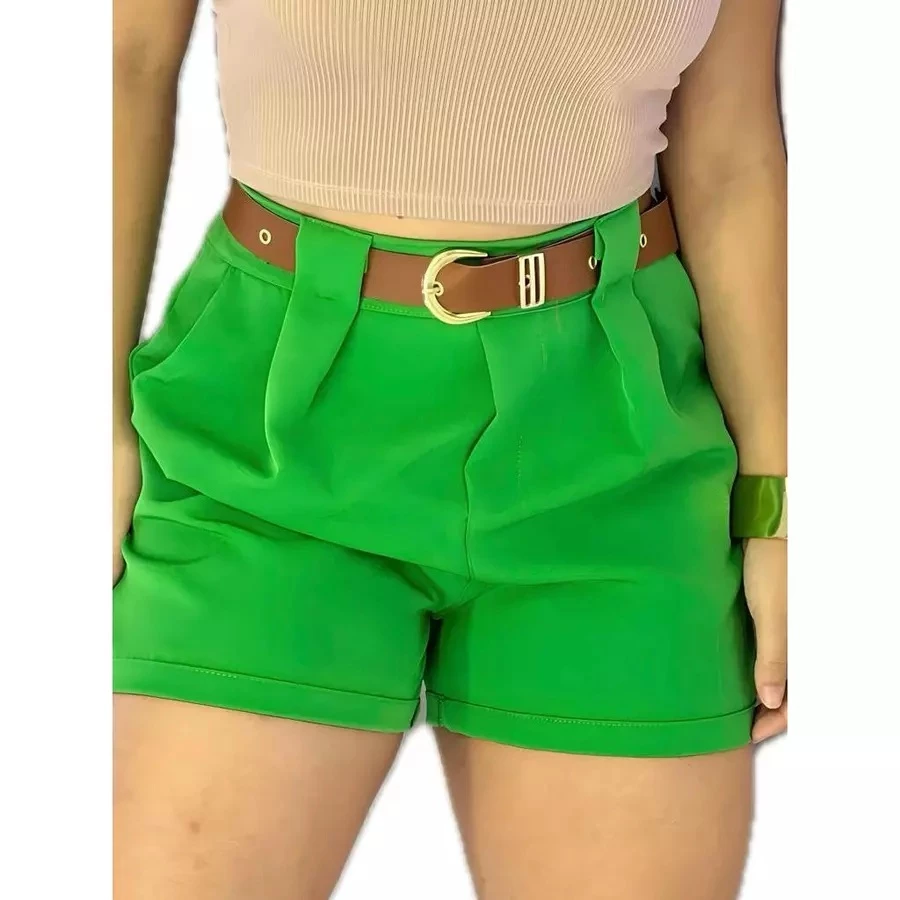 Women's High-Waisted Tailored Shorts with Pocket - Special Offer - Immediate Shipping