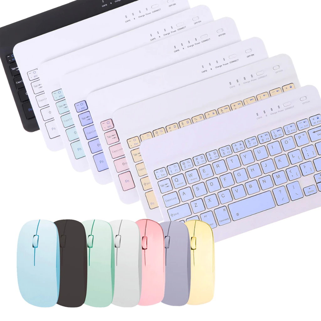 Macaron Colorful Wireless Bluetooth Keyboard and Mouse Kit for PC iPad Tablet Notebook image 4