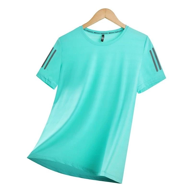 KIT 1-3 Women's Summer Exercise Basic Short Sleeve T-Shirt Fresh Reflective Stripes Ice Silk image 2