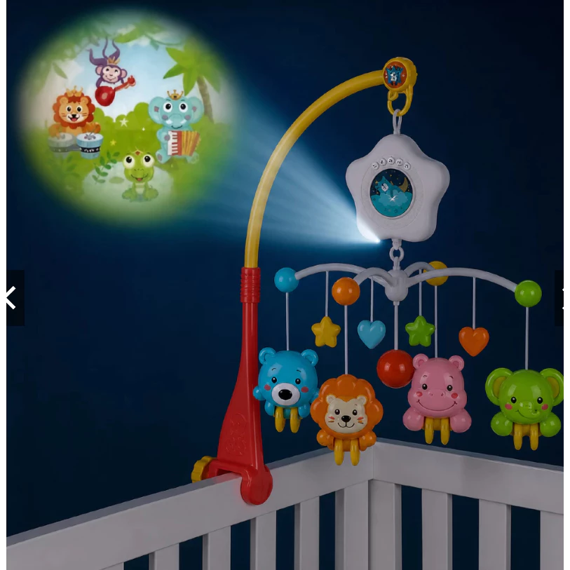 Mobile Musical Projector with Star Light for Baby Crib, 360° Rotation, Remote Control image 2