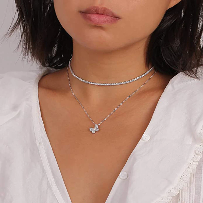 Necklace + bracelet kit with plated rhinestone thread image 4