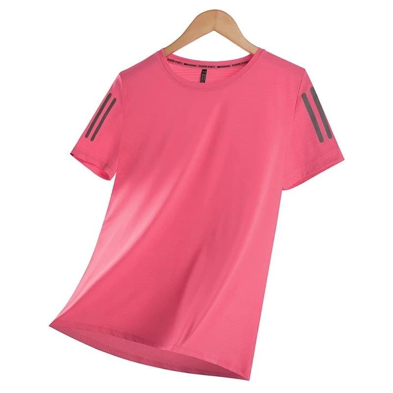 KIT 1-3 Women's Summer Exercise Basic Short Sleeve T-Shirt Fresh Reflective Stripes Ice Silk image 4