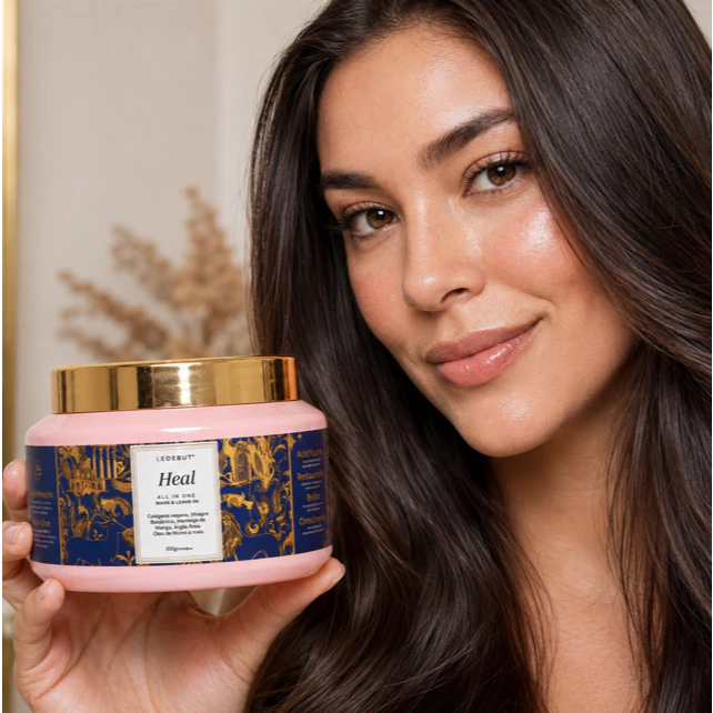 Mask & Leave-in Pink Clay Hair Treatment, Acidifying, Eliminates Frizz, Moisturizes and Shines Heal Ledebut - 500g