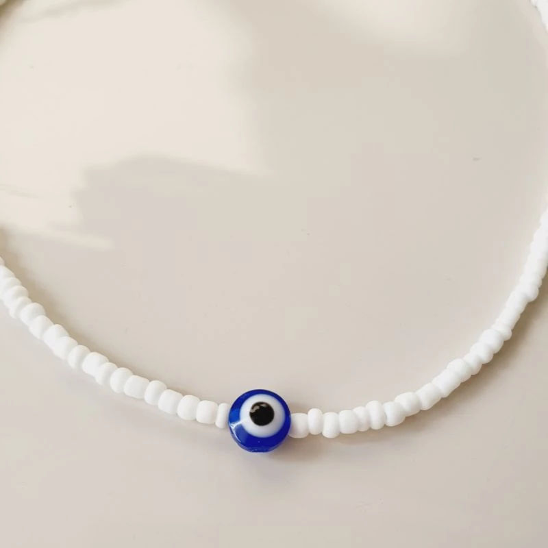 Evil Eye Bead Necklace / New Micangas Choker / Promotion / Dark Blue Evil Eye image 3
