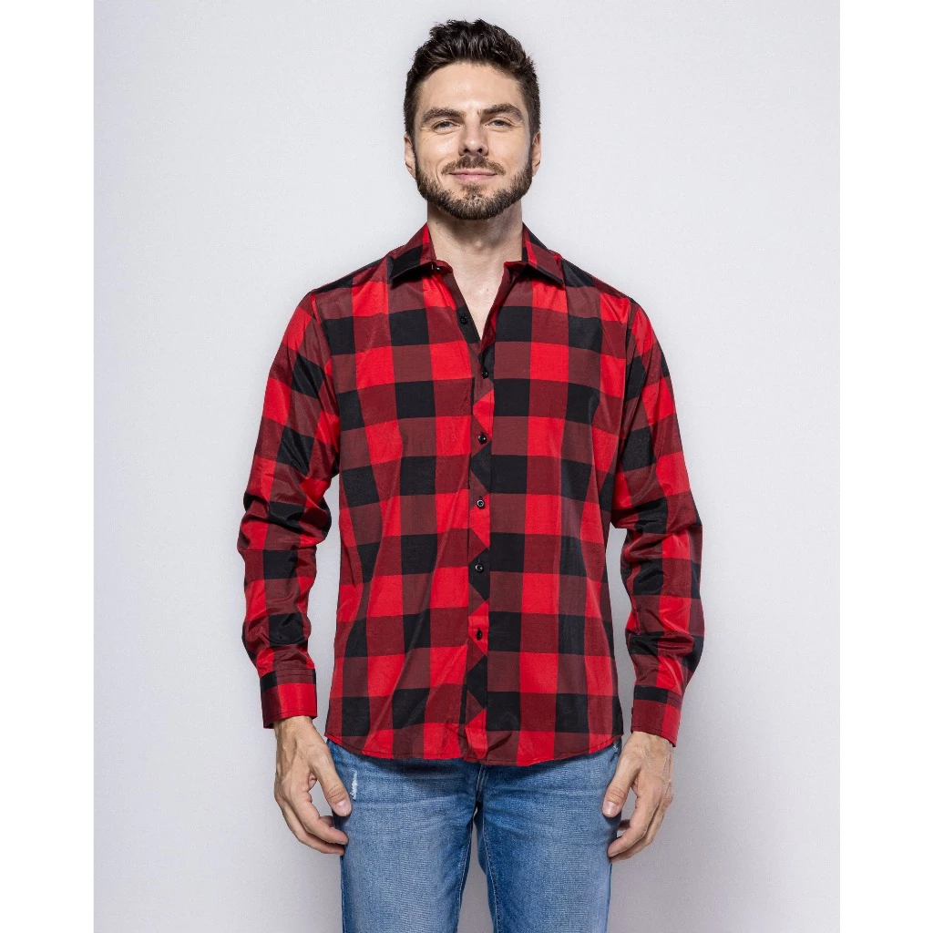 Men's Plaid Dress Shirt Versatile Fashion Made in China image 3