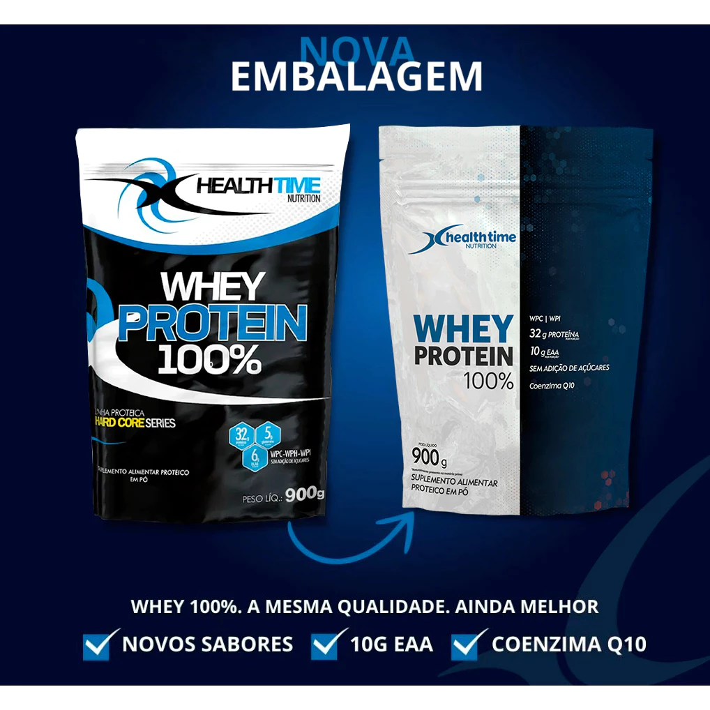 Whey Protein 100% Isolado Health Time 900g Zero Açúcar 32g Proteína