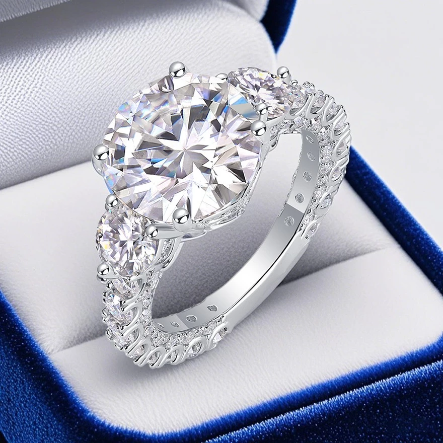 [Includes GRA certificate] Luxury Moissanite Diamond Ring with 5-Gold Inlaid Light