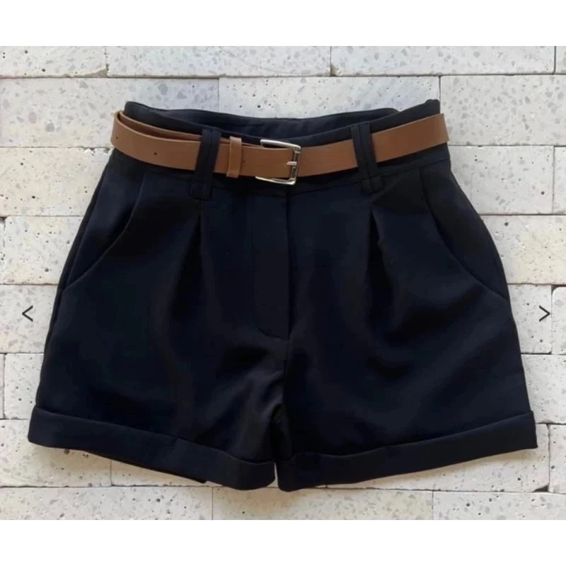 Women's High-Waisted Tailored Shorts with Pocket - Special Offer - Immediate Shipping image 3