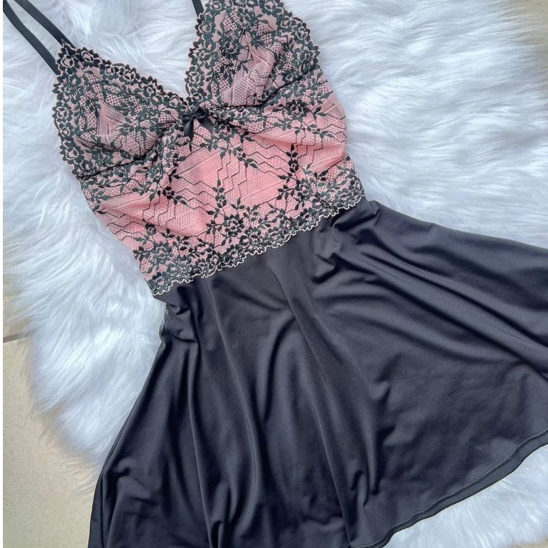 Mit Lingerie Women's Sleep Dress Sexy Lace Nightgown Without Pads image 4