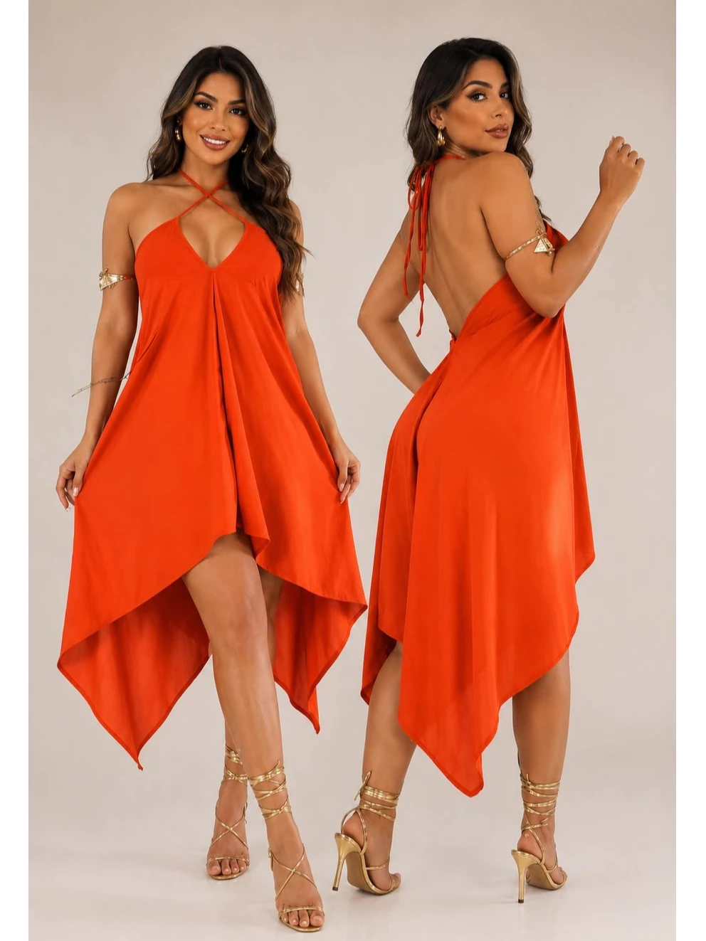 Women's Short Wrap Dress with Ends image 3