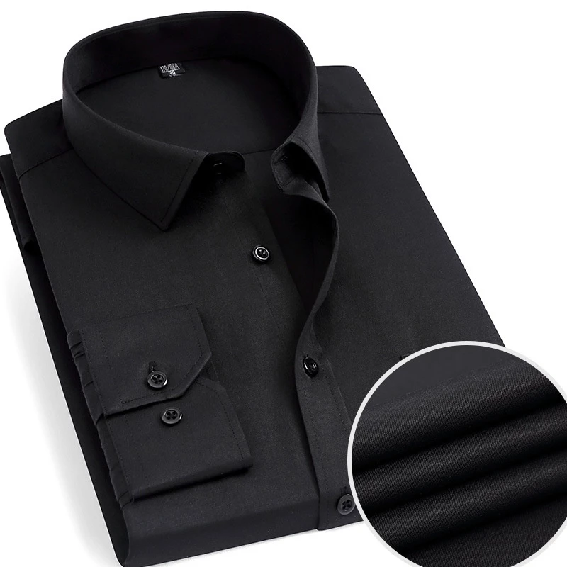 Fashion Solid Business Office Social Dress Long Sleeve Shirt Korean Style Men's Shirts image 2